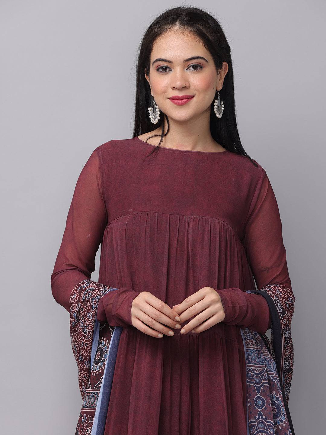 Mulberry Round Neck Long Dress by My Store