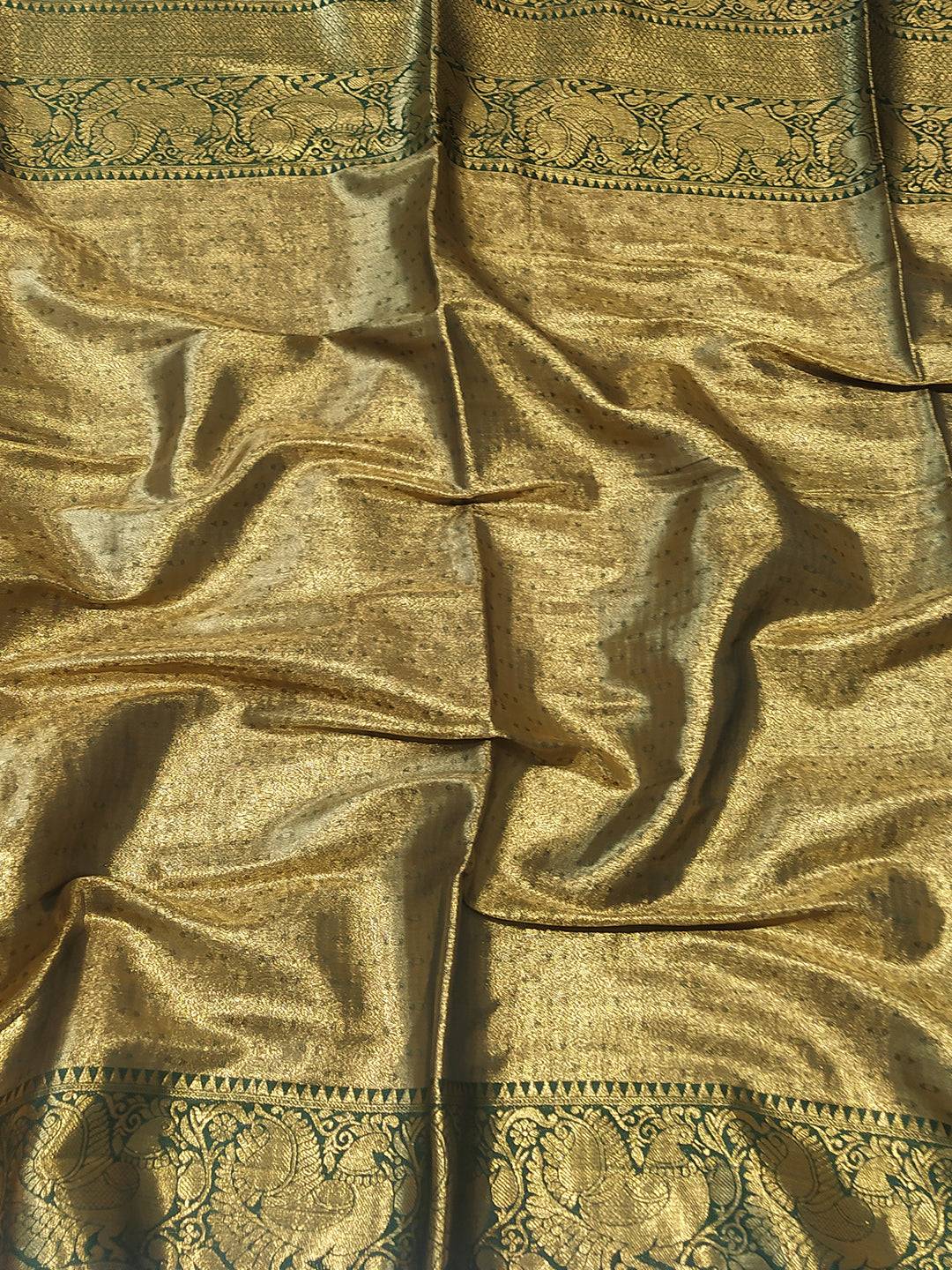 Orange Colour Banarasi One Grm Tissue Silk Festive Wear Saree by My Store