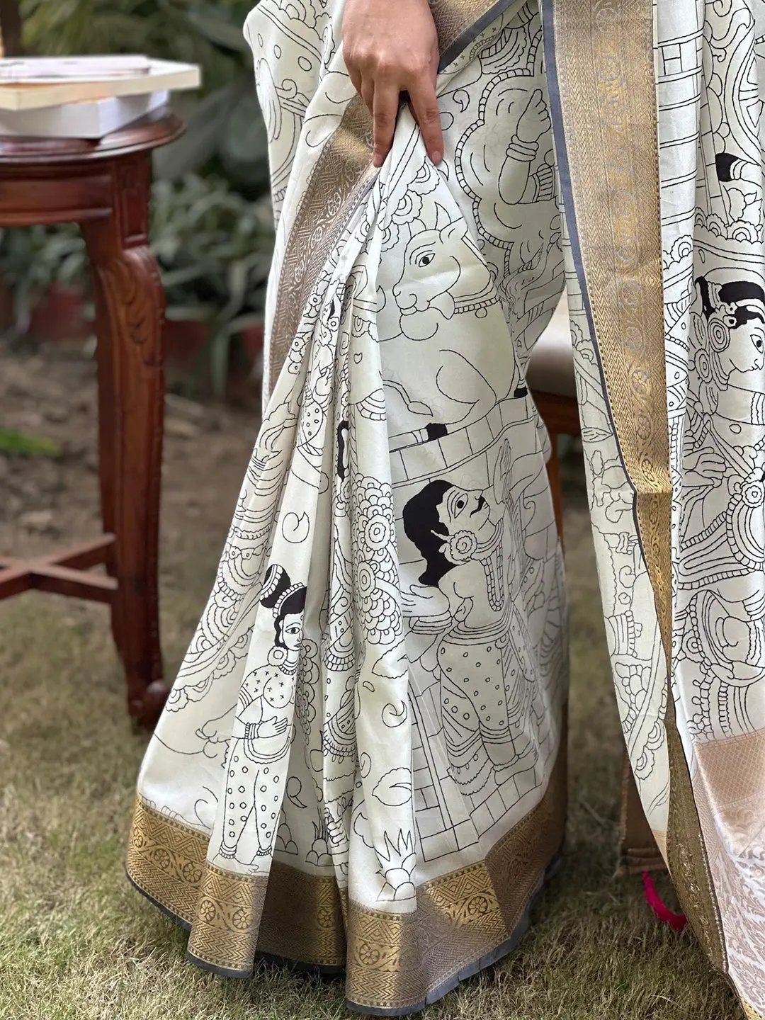 Stunning Kalamkari and Block Print Work Saree