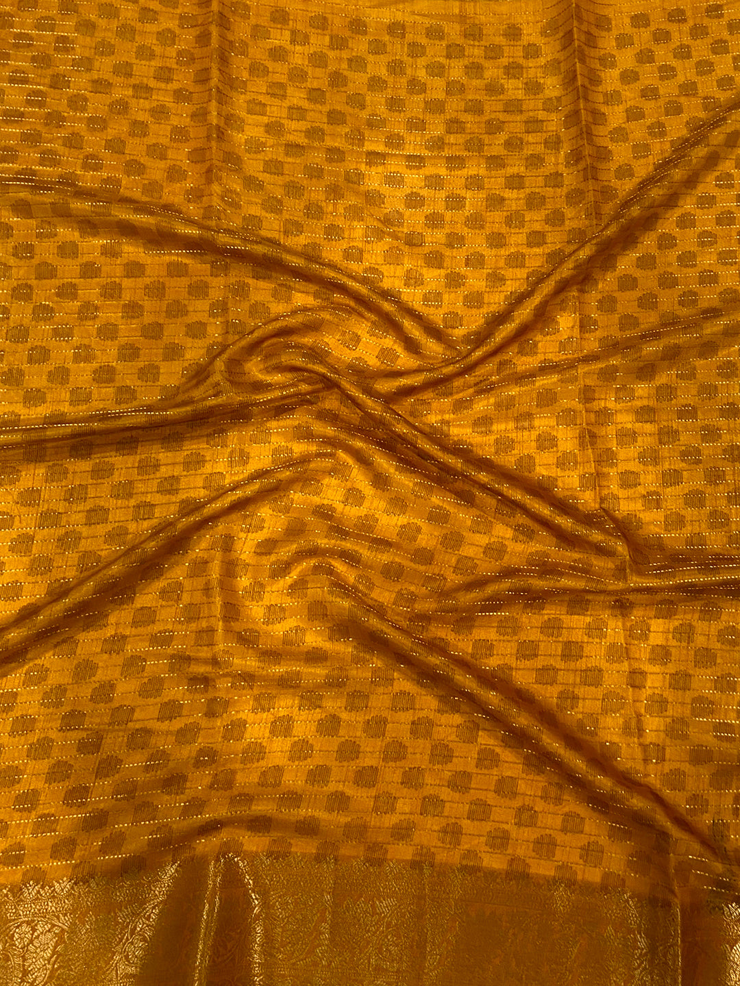 Mustard Dola Silk Bird Print Saree by My Store