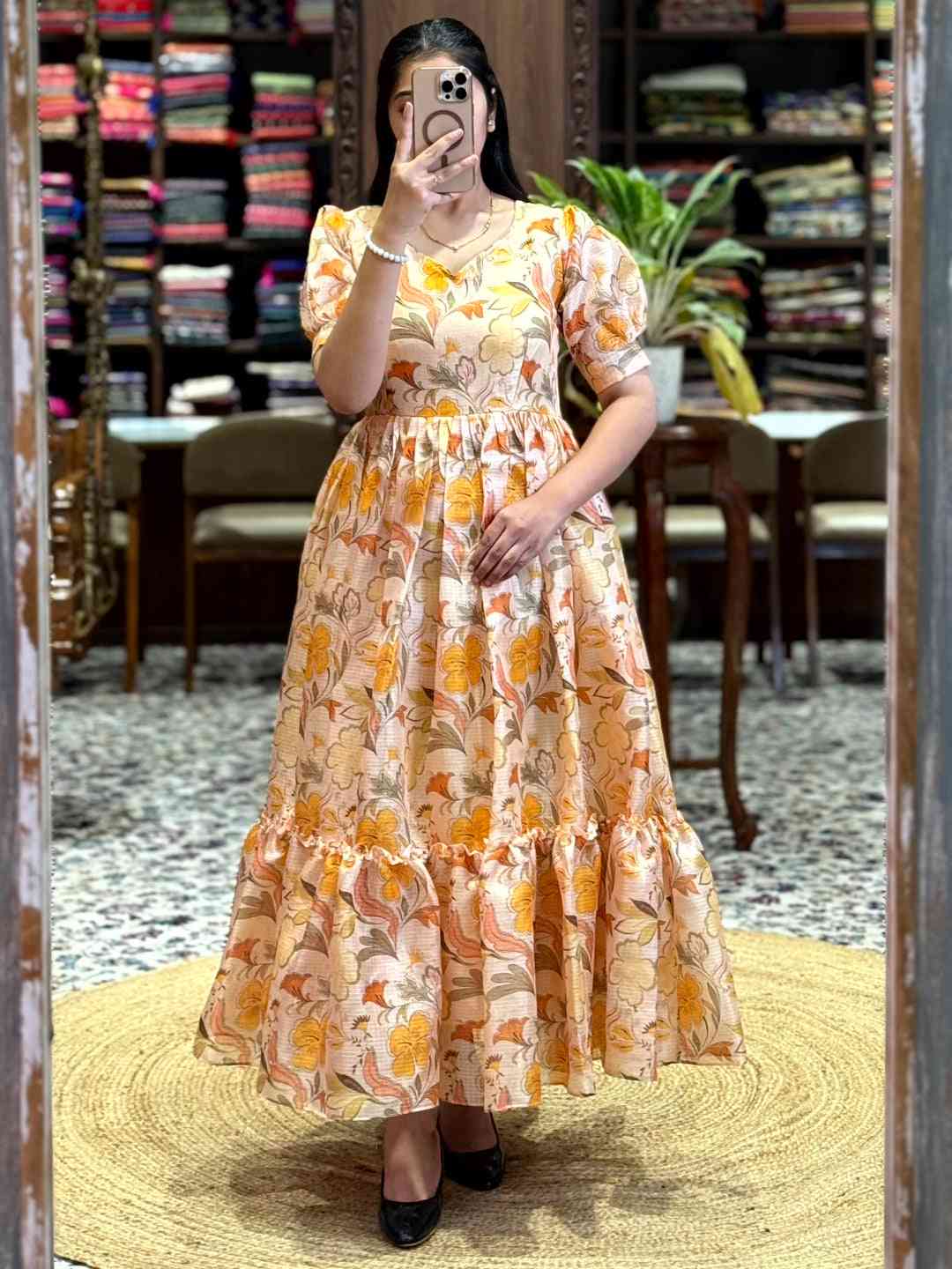 Light Yellow Floral Print Midi Dress by My Store