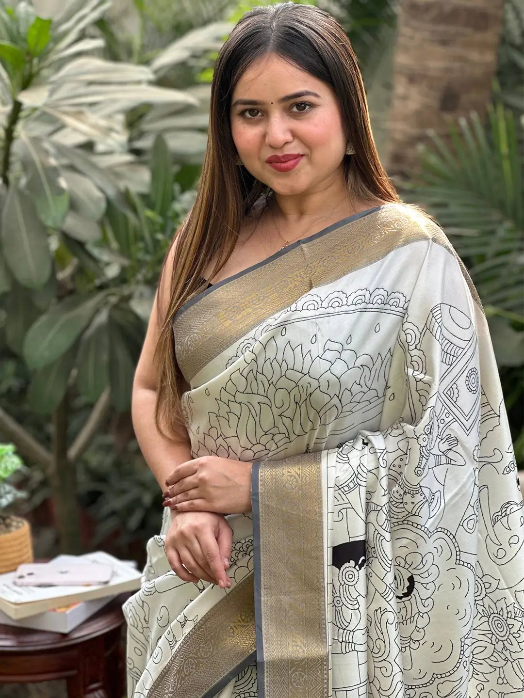 Stunning Kalamkari and Block Print Work Saree