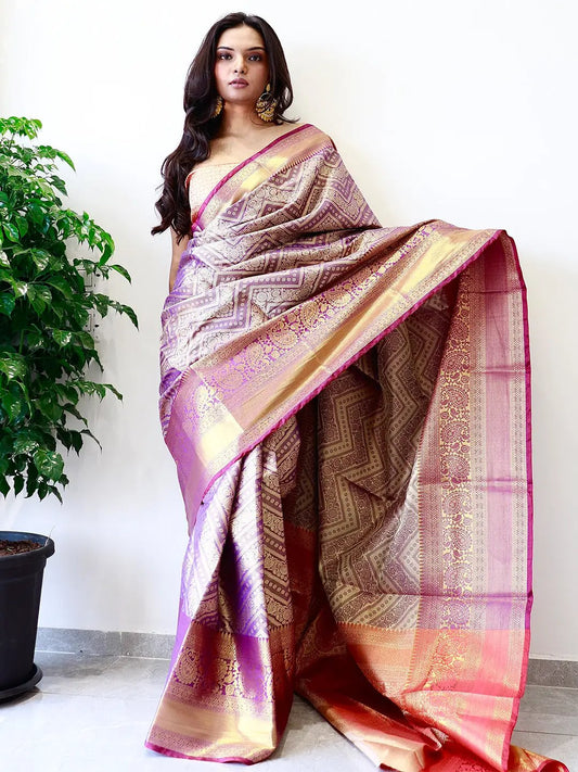 Exclusive Gold Zari One Grm Gold Kanjivaaram Pattu Silk Saree. by My Store