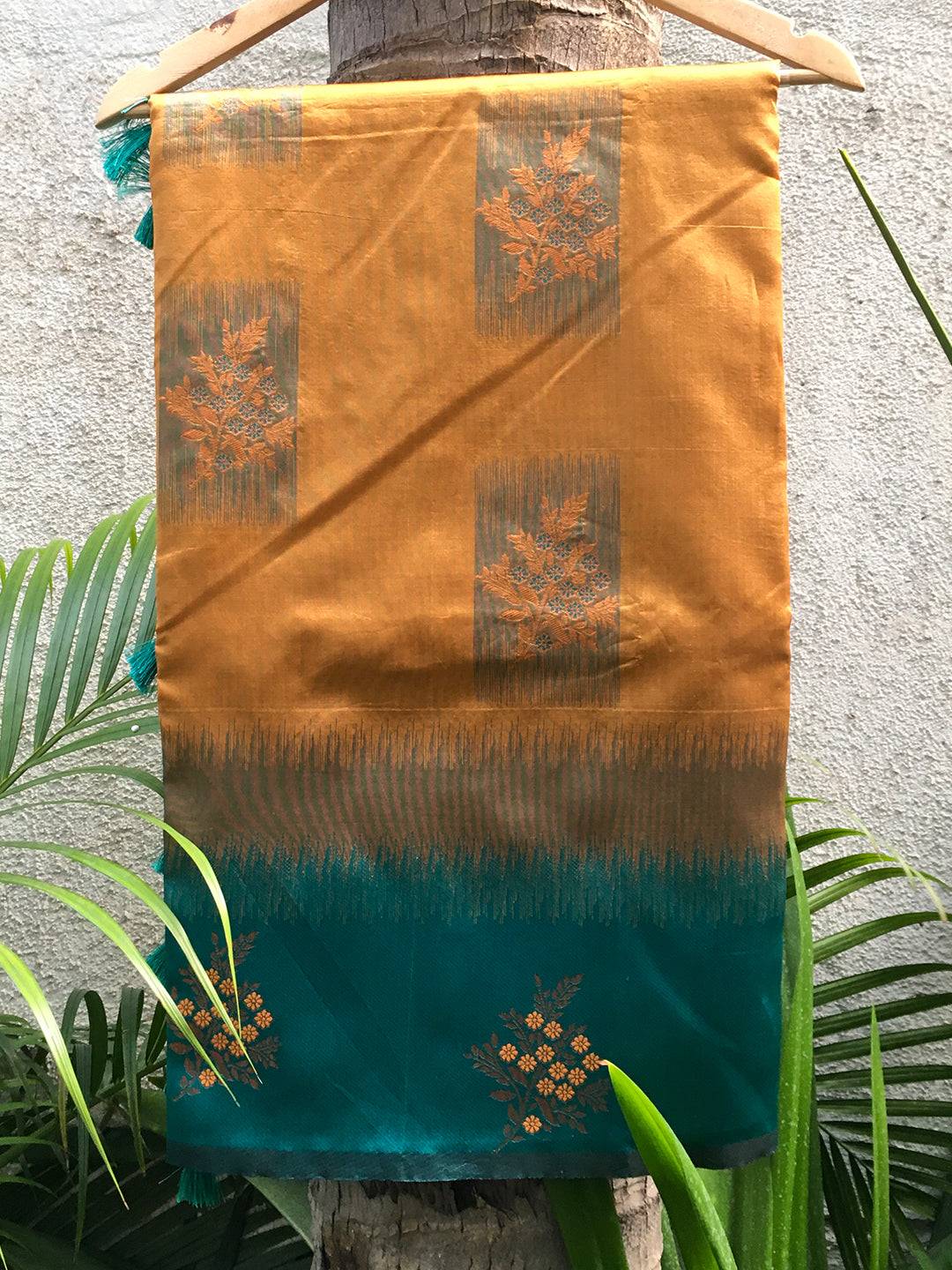 Mustard Sami Banarasi Tussar Silk Saree by My Store