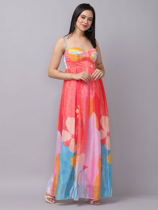 Rose Pink Sweetheart Neck Dress by My Store