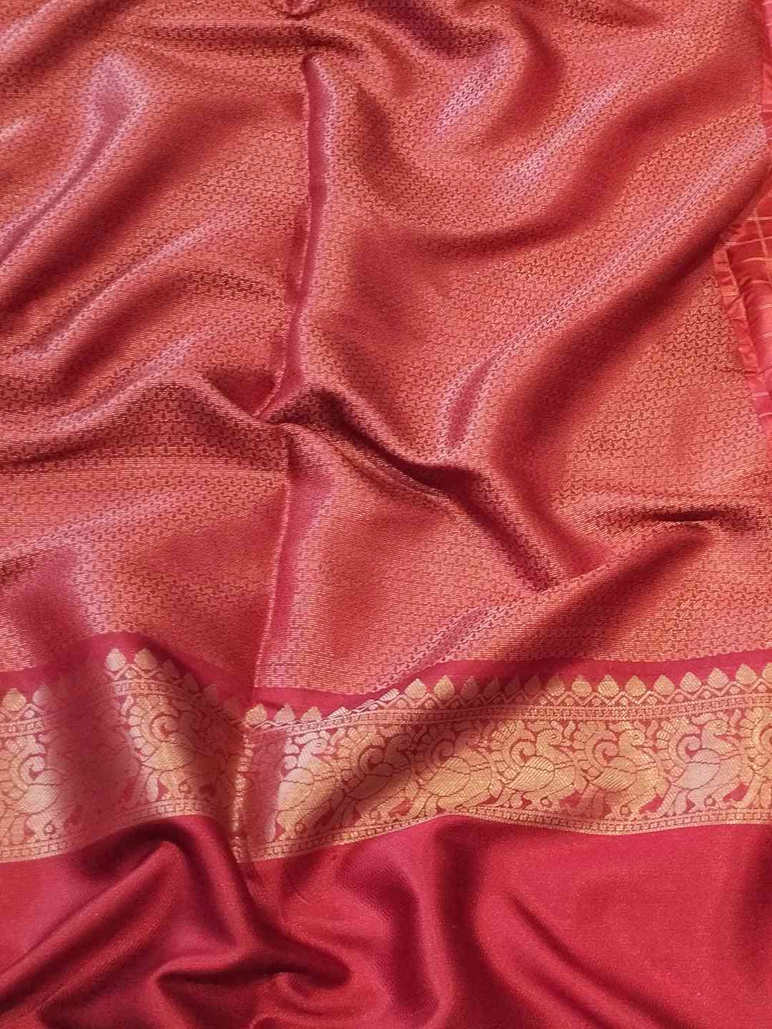 Mustard Double Border Chex Weaving Saree by My Store