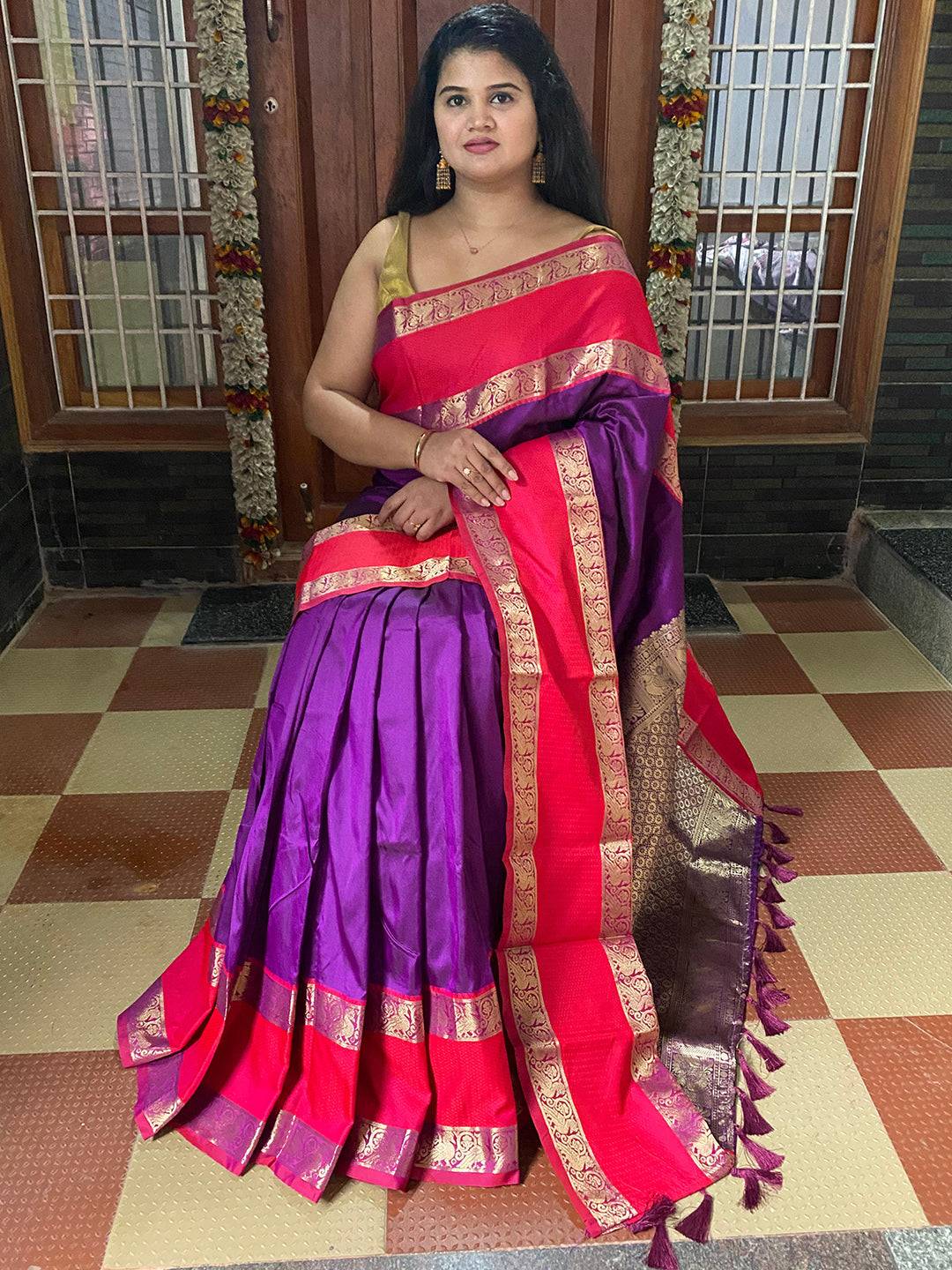 Purple Elegance Kanchi Zari Silk Saree by My Store
