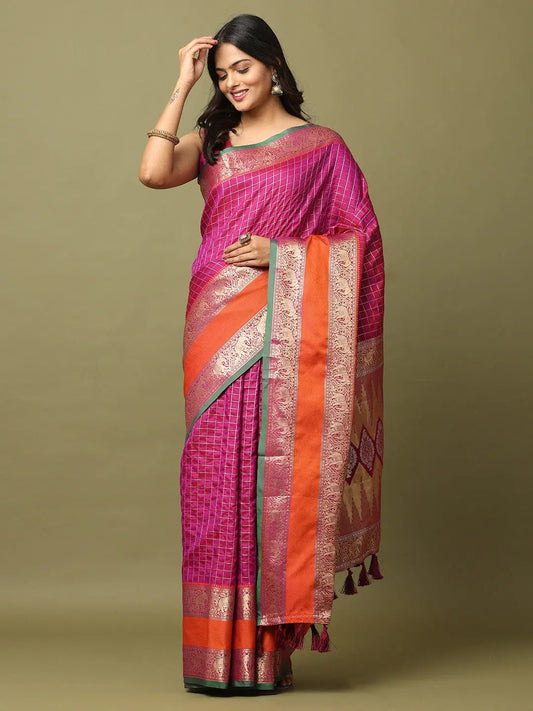 Soft Silk Woven Design Zari Kanchi Blend Banarasi Saree by My Store