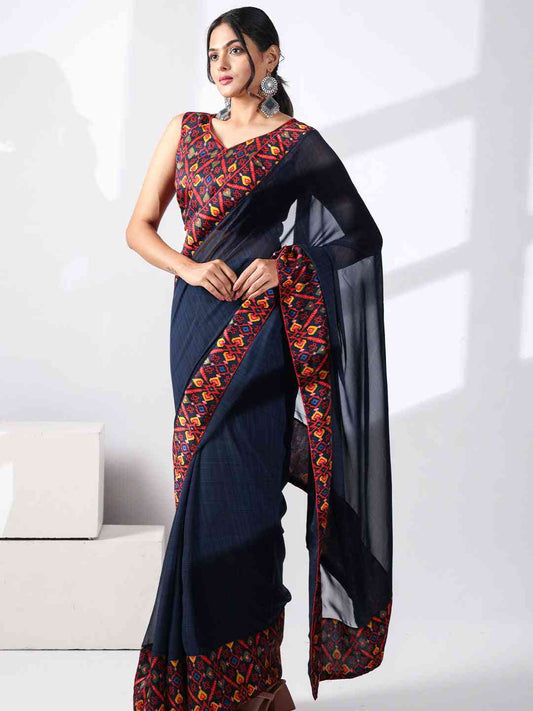 Soft Georgette Multi Colored Saree by My Store