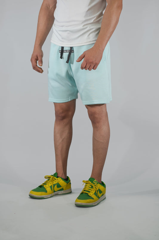 Sky Blue Solid Relaxed Fit Shorts
