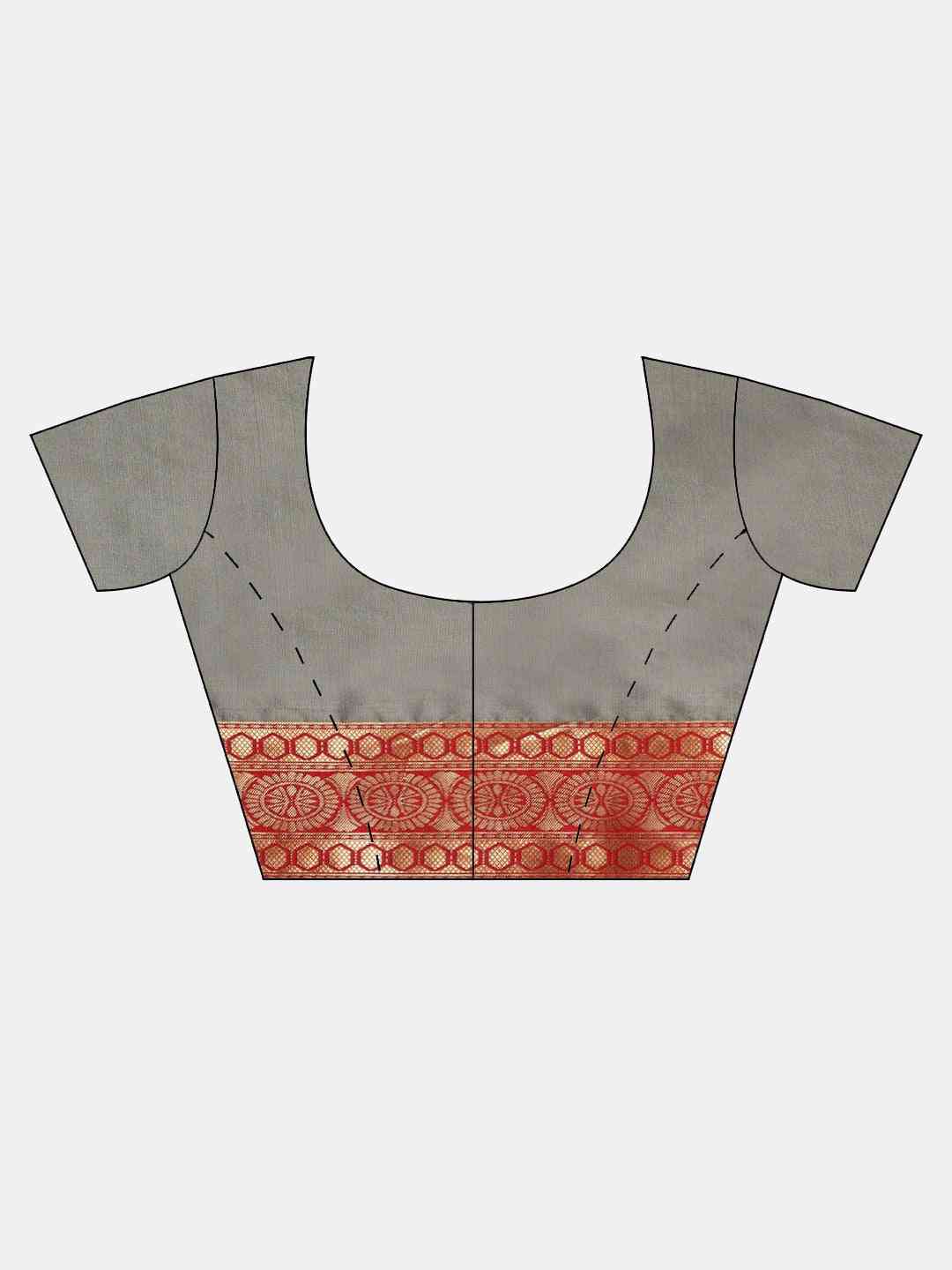 Banarasi Silk Grey Colour Woven Design Ethnic Motifs Saree