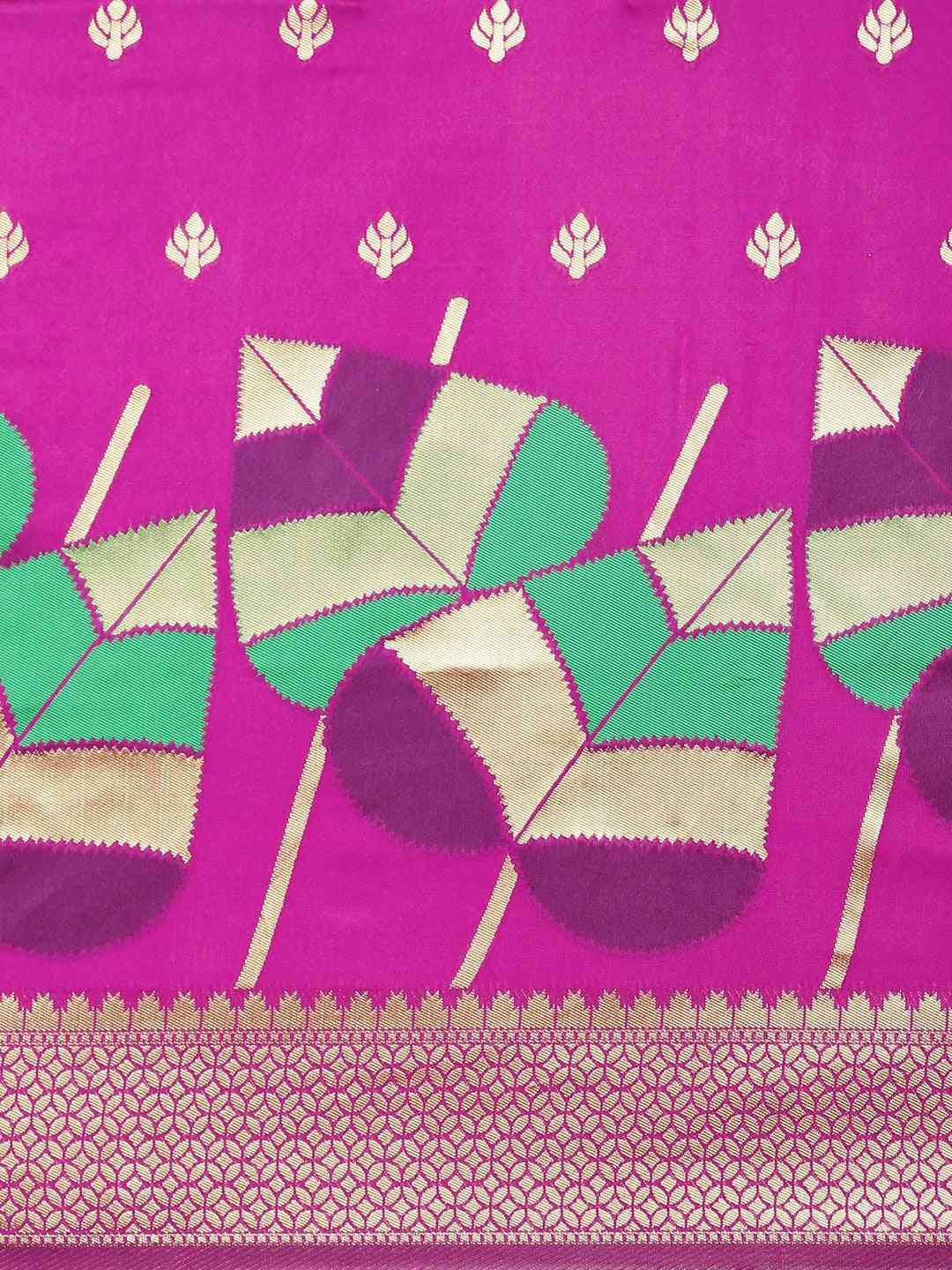 Banarasi Silk Rani Colour Ethnic Motifs Saree