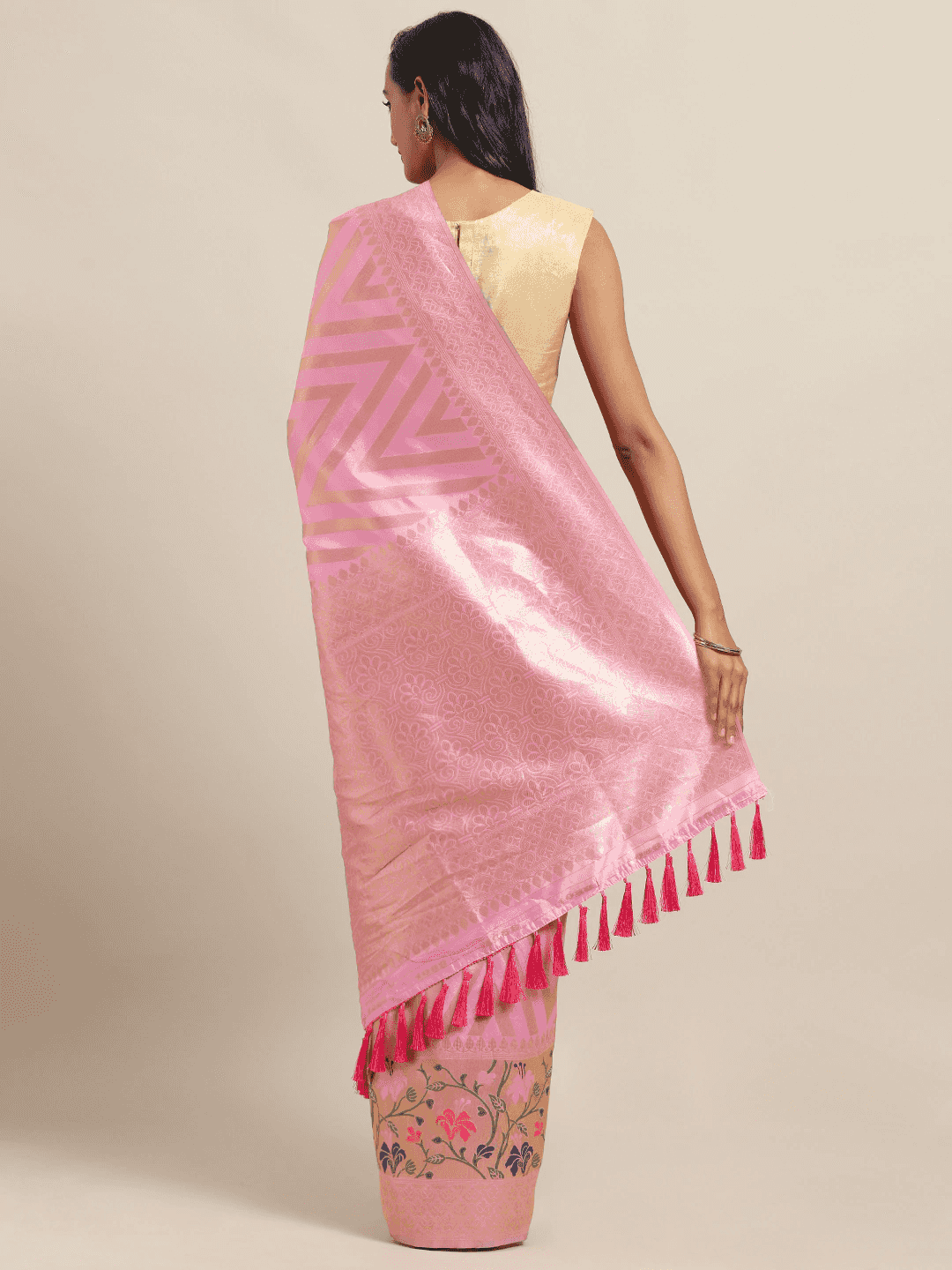 Banarasi Geometric Design Pink Colour Katan Silk Saree