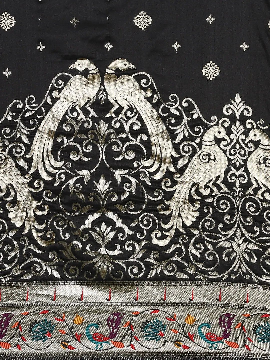 Yevla Paithani Minakari Work Silk Saree in Black Colour