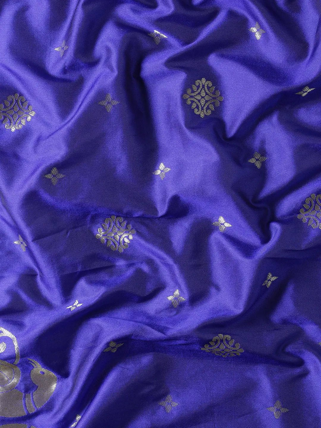 Yevla Paithani Minakari Work Silk Saree in indigo Colour