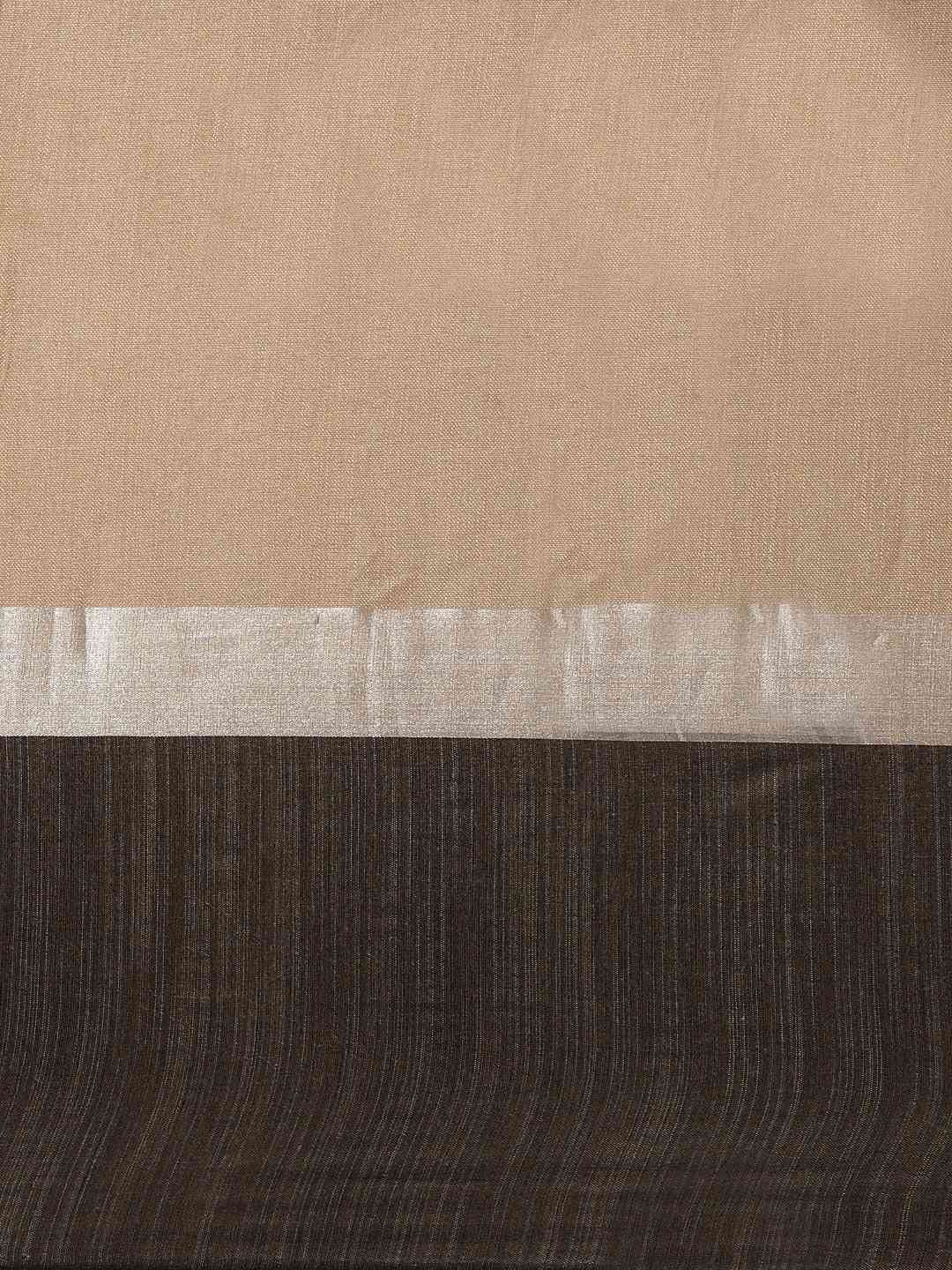 Elegant Beige Colour Solid Linen Blend Saree by My Store