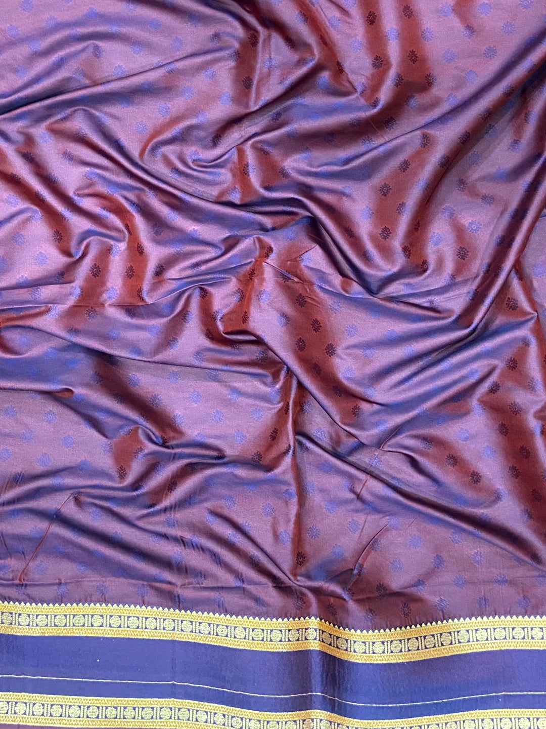 Navy Blue Soft Silk Floral Butta Saree by My Store