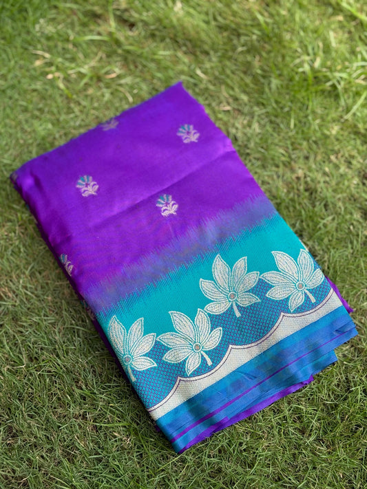 Purple Soft Silk Kanjivaram Saree by My Store
