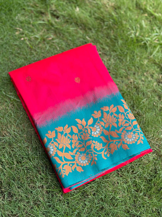 Pink Soft Silk Kanjivaram Saree by My Store