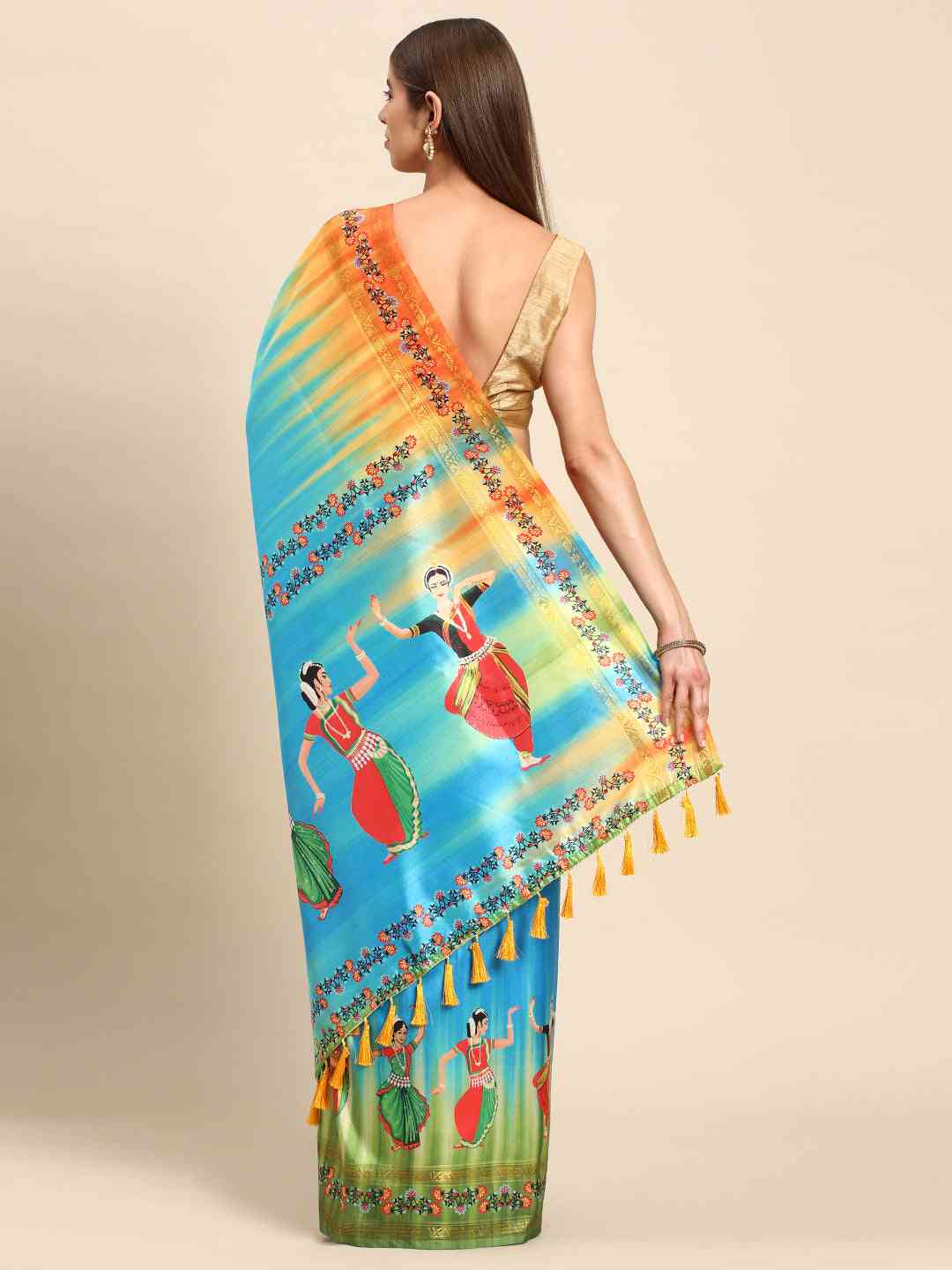 Stylish Kalamkari Silk With Block Print Saree by My Store