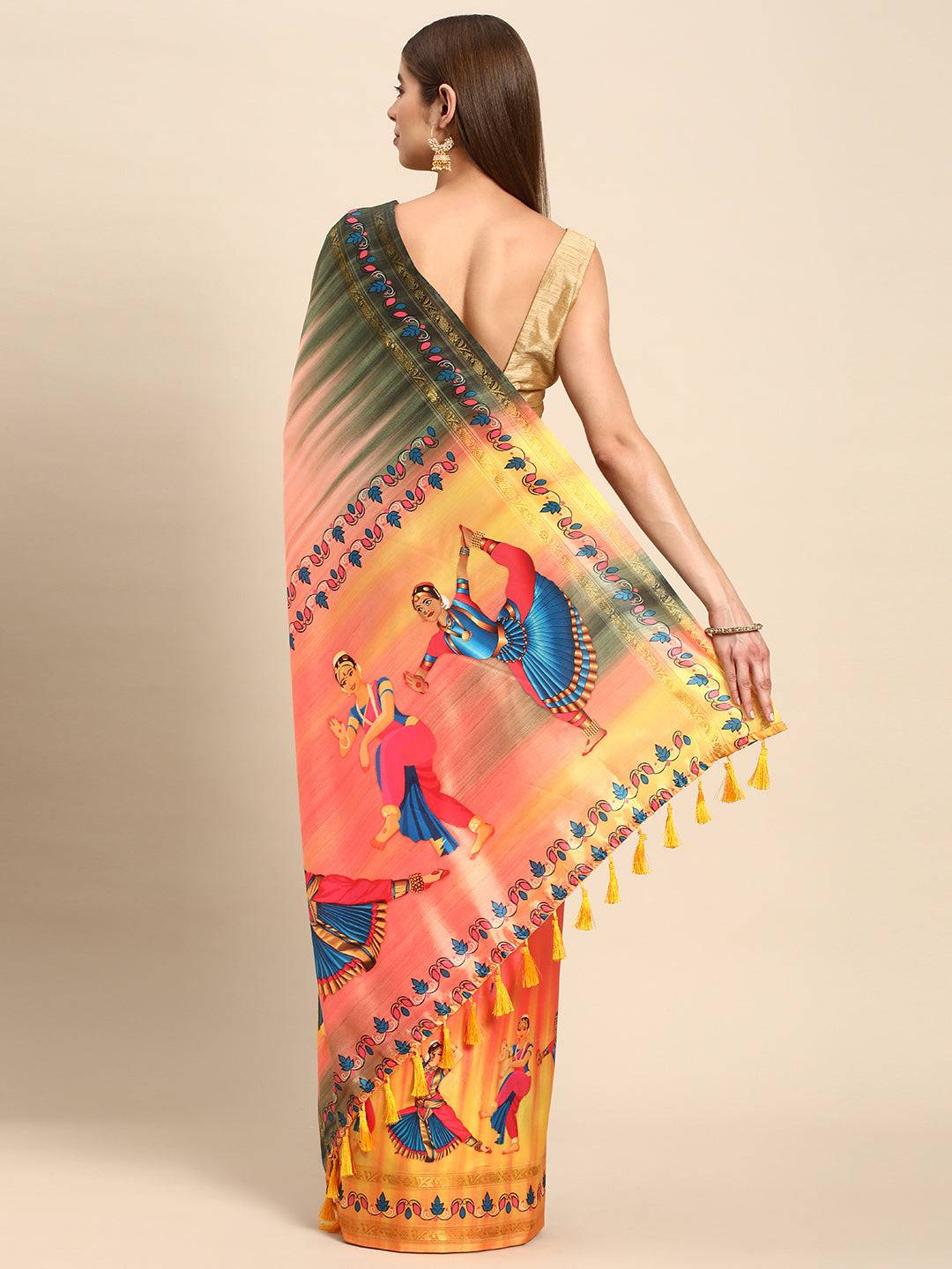 Stylish Kalamkari Silk With Block Print Saree by My Store