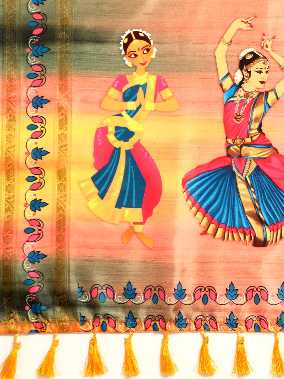 Stylish Kalamkari Silk With Block Print Saree by My Store