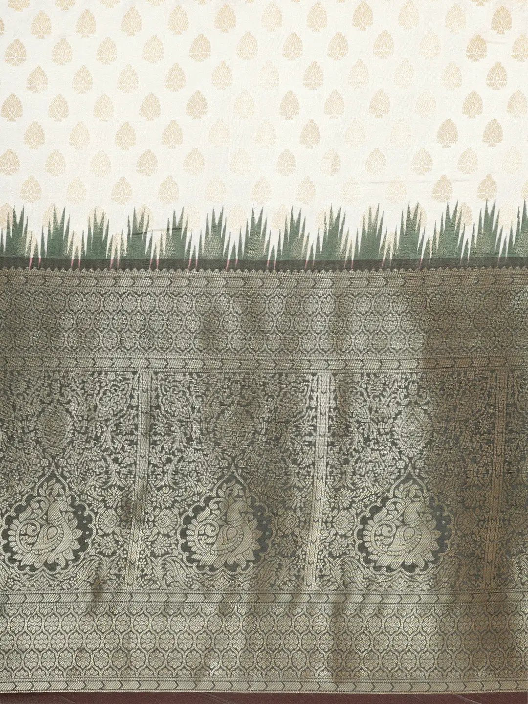 Banarasi Pattu Zari Border Ikkat Design Silk Saree
