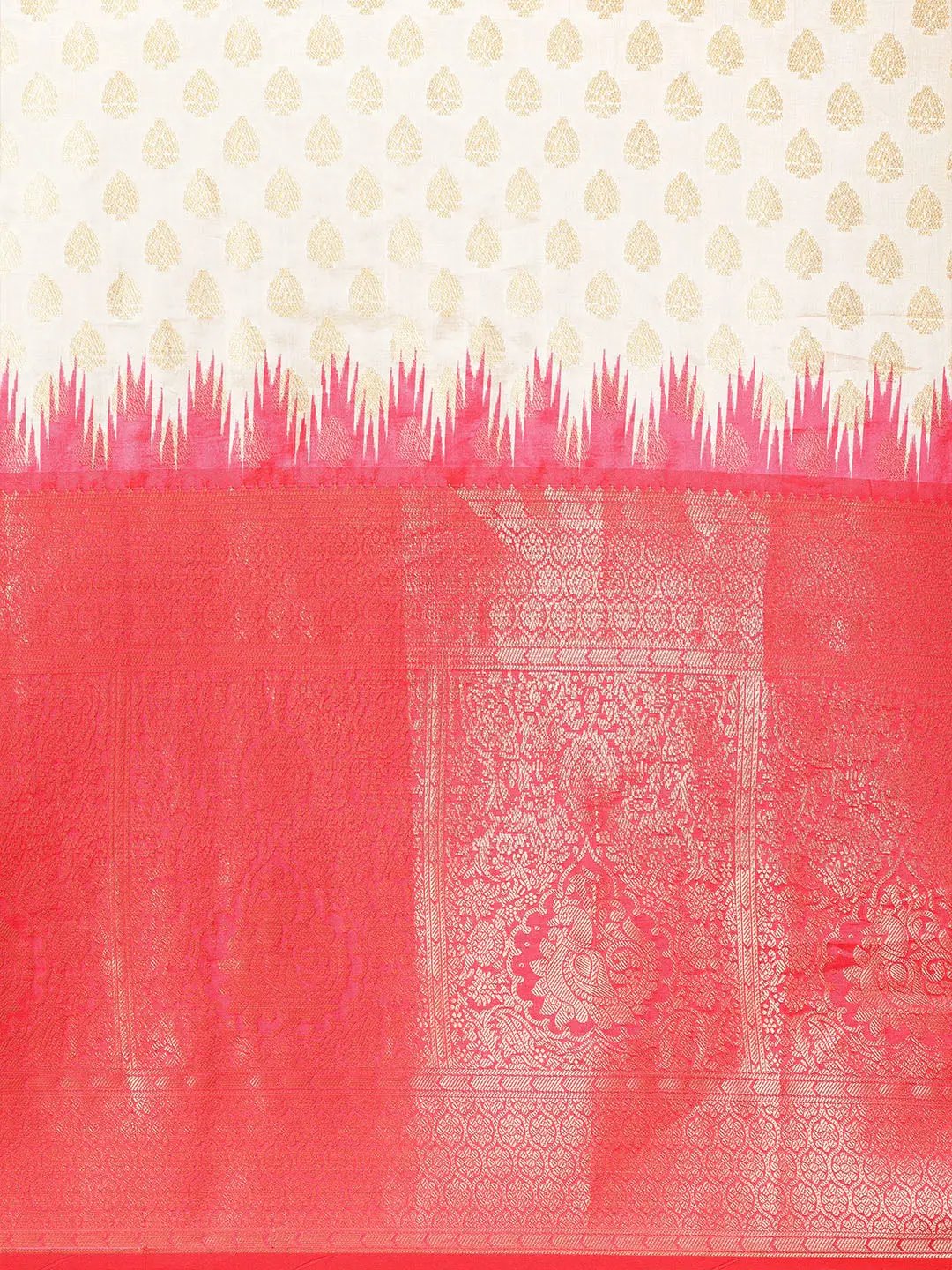 Banarasi Pattu Zari Border Ikkat Design Silk Saree