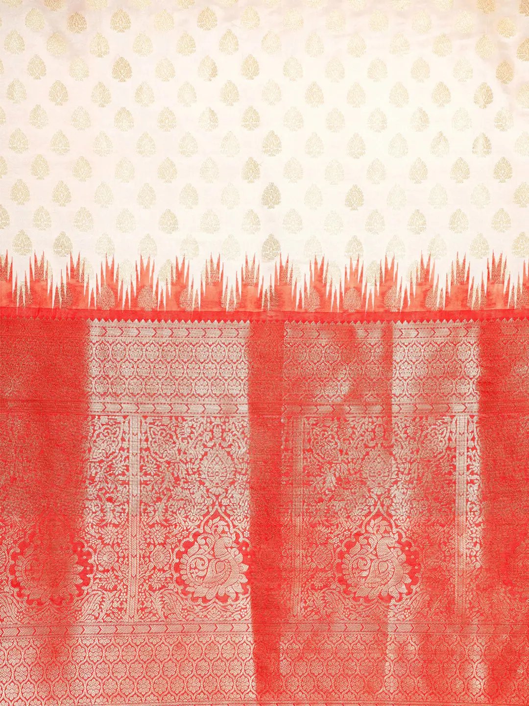 Banarasi Pattu Zari Border Ikkat Design Silk Saree by My Store