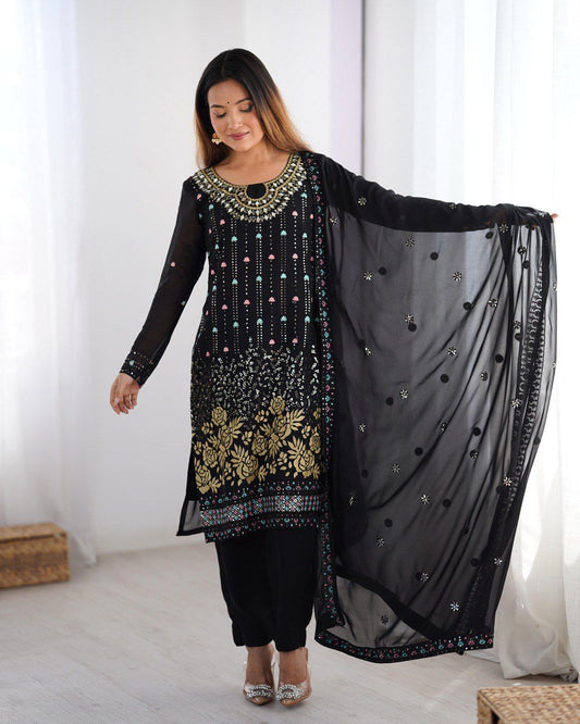 Mystic Elegance Black Kurta  set Ensemble For Women