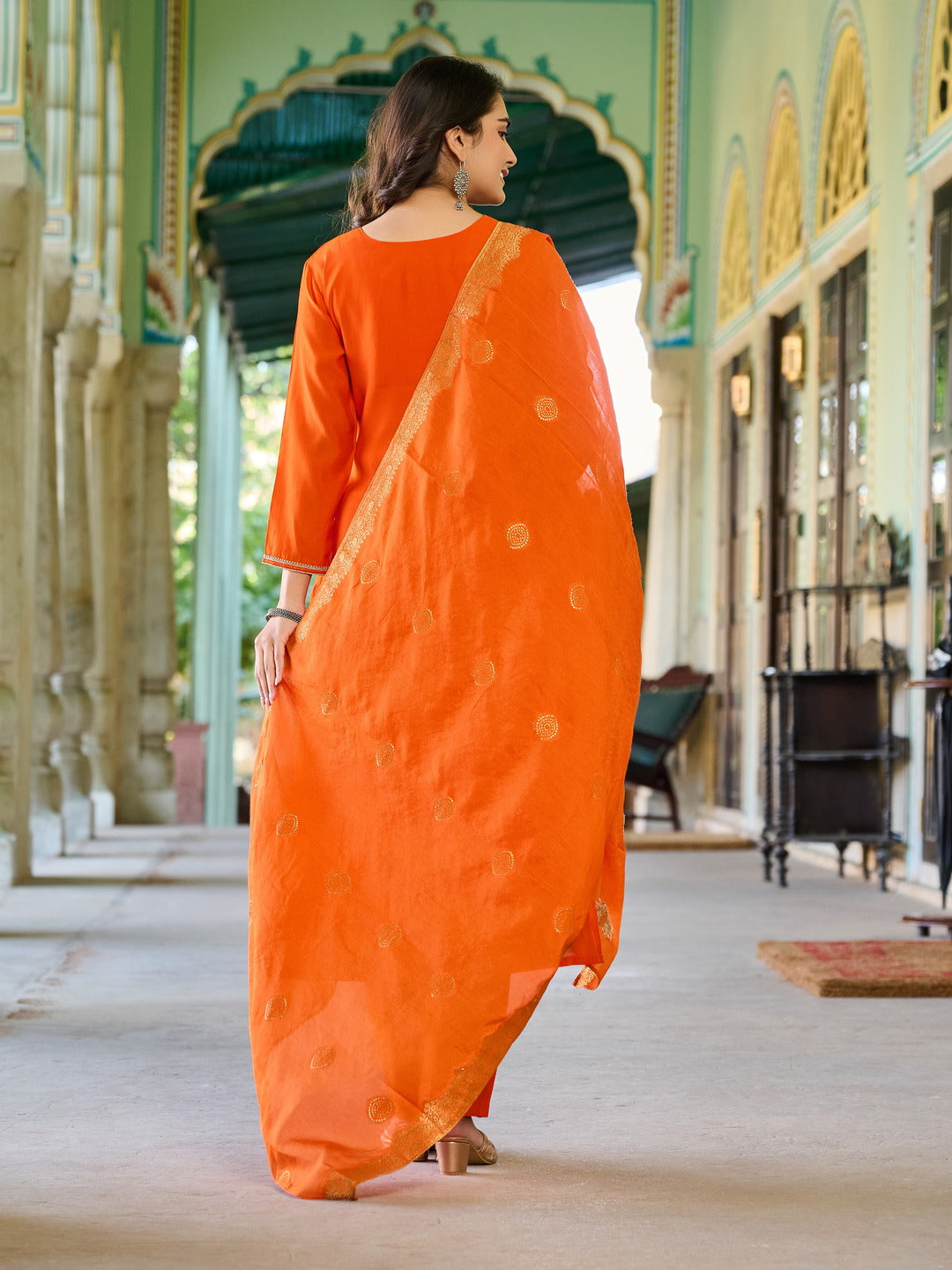 Designer Orange Kurta Set For Laddies