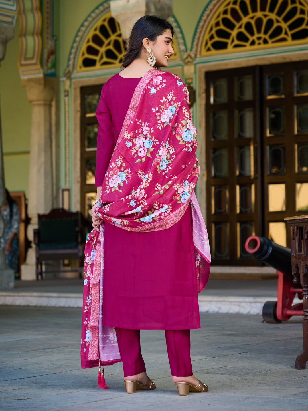 Wedding Wear Wine Women Kurta Set