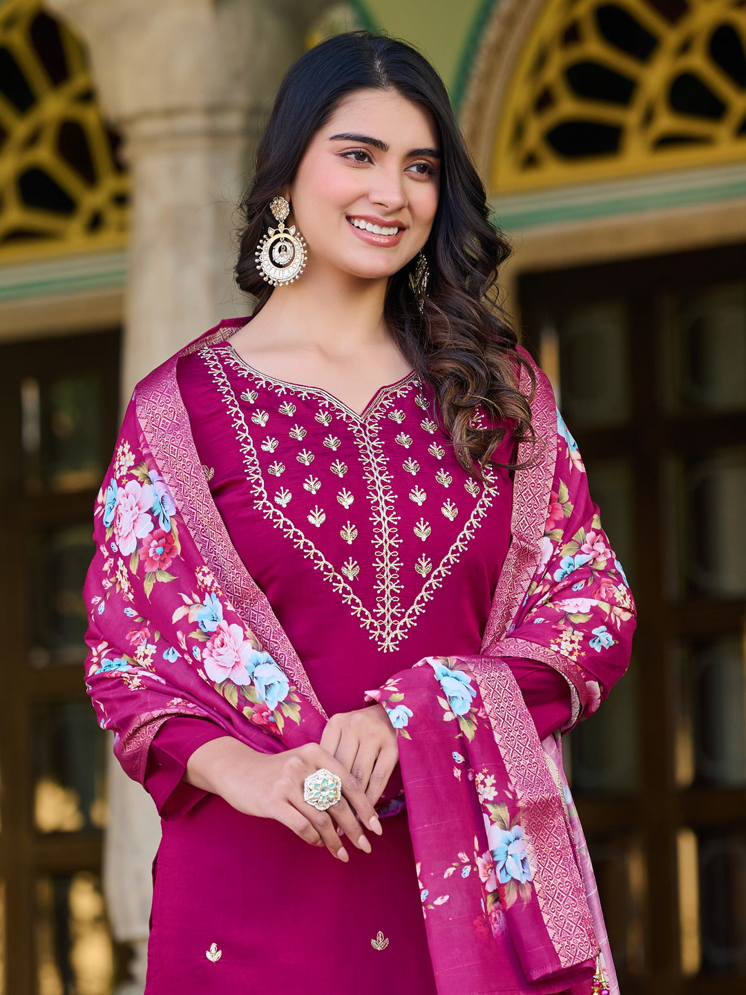 Wedding Wear Wine Women Kurta Set