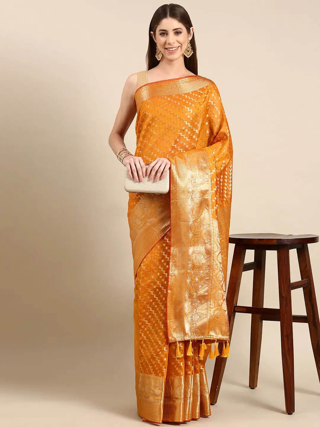 Banarasi Katan Tissue Silk Festive Wear Saree In Yellow Colour