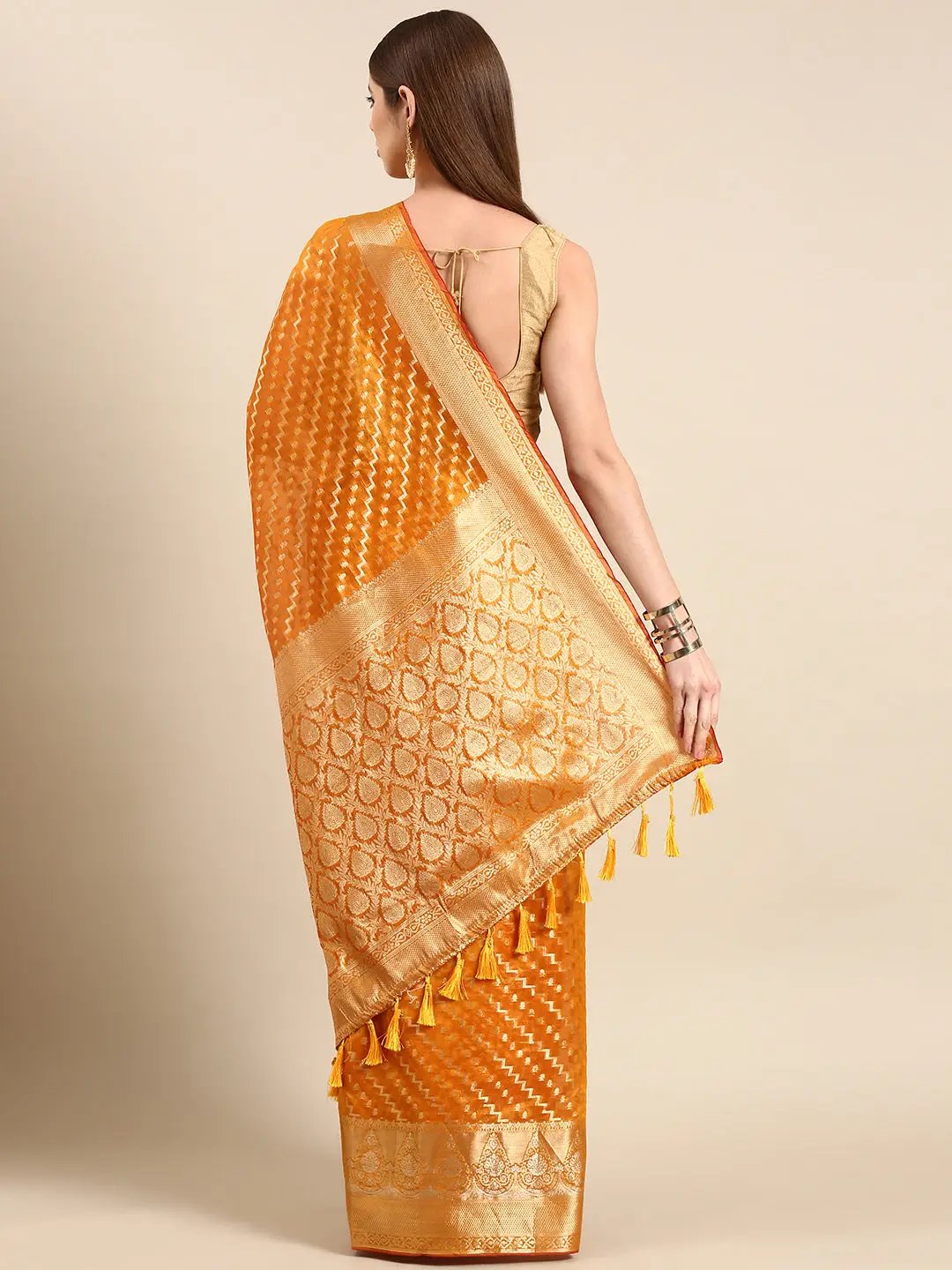 Banarasi Katan Tissue Silk Festive Wear Saree In Yellow Colour