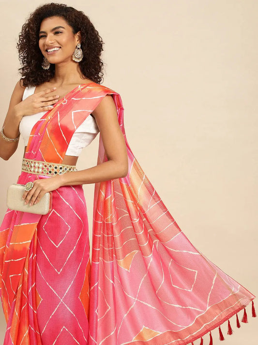 Soft Satin Kota Doriya Batik Digital Print Saree by My Store