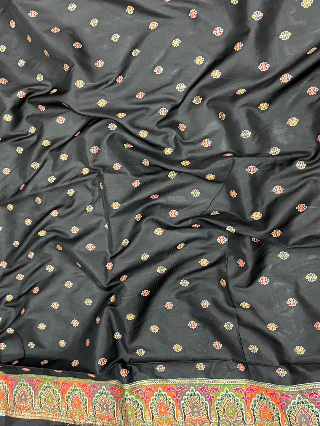 Black Ethnic Motif Silk Blend Saree