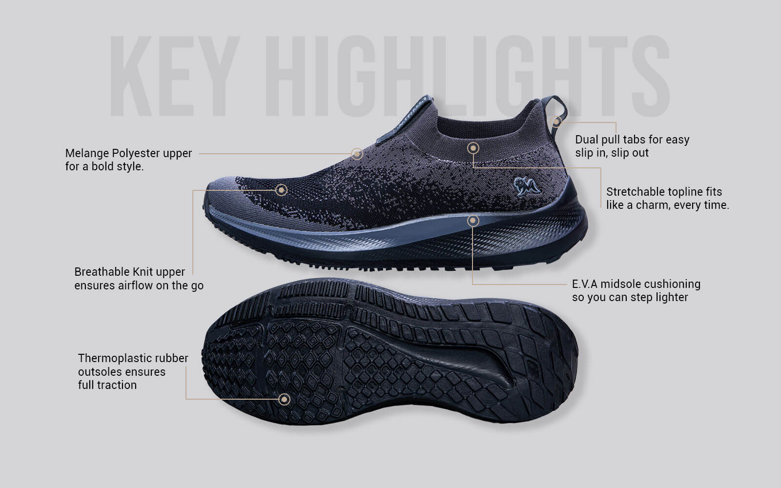 Blend Knit Slip Ons : Black-Grey by My Store