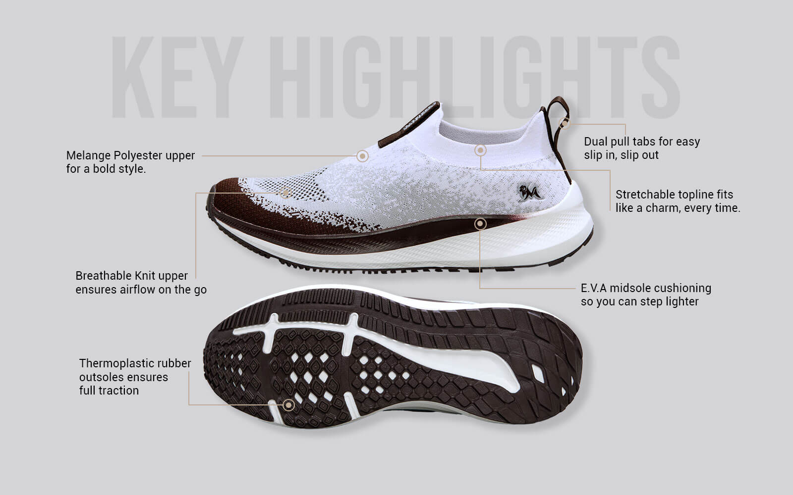 Blend Knit Slip Ons : Ivory-Brown by My Store