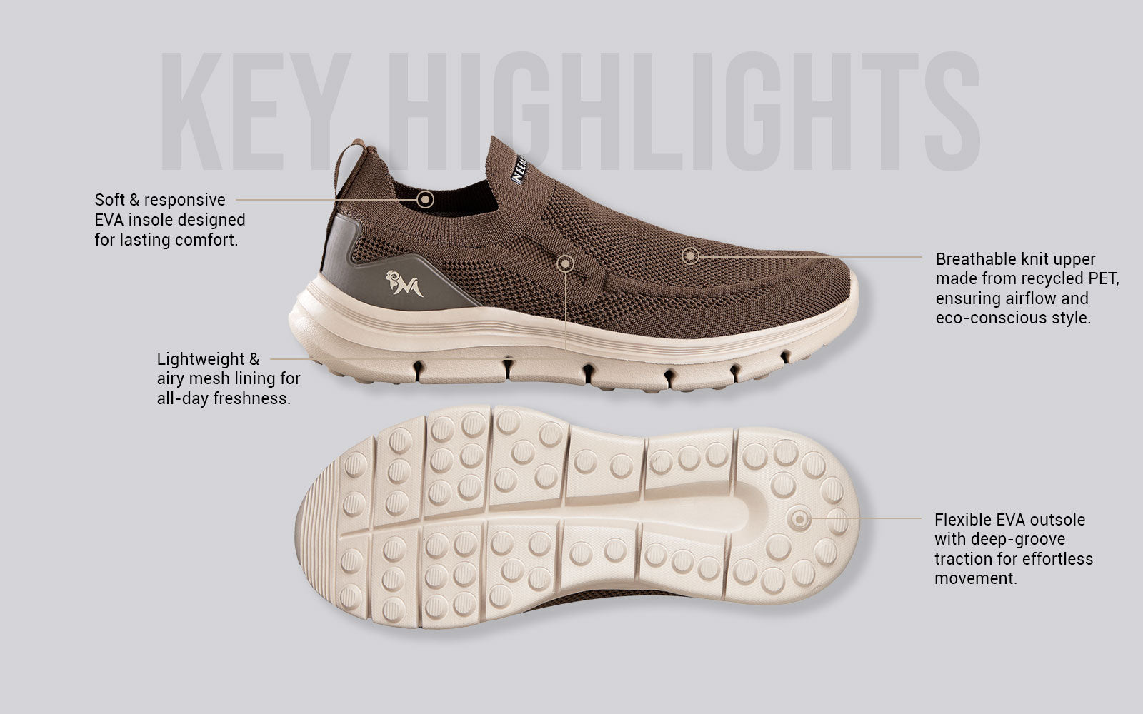 Breathe Ease Slip Ons : Brown by My Store