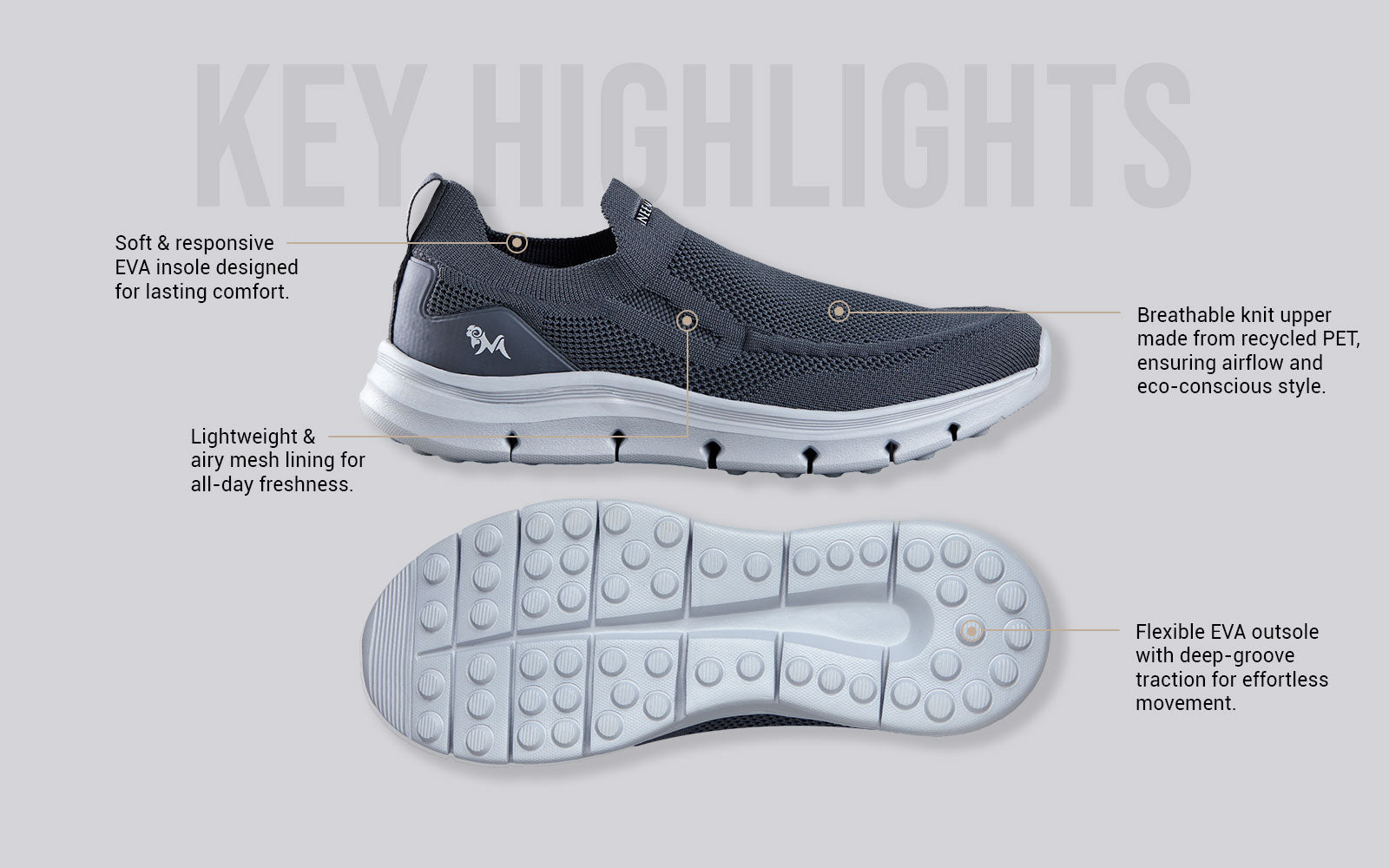 Breathe Ease Slip Ons : Grey by My Store
