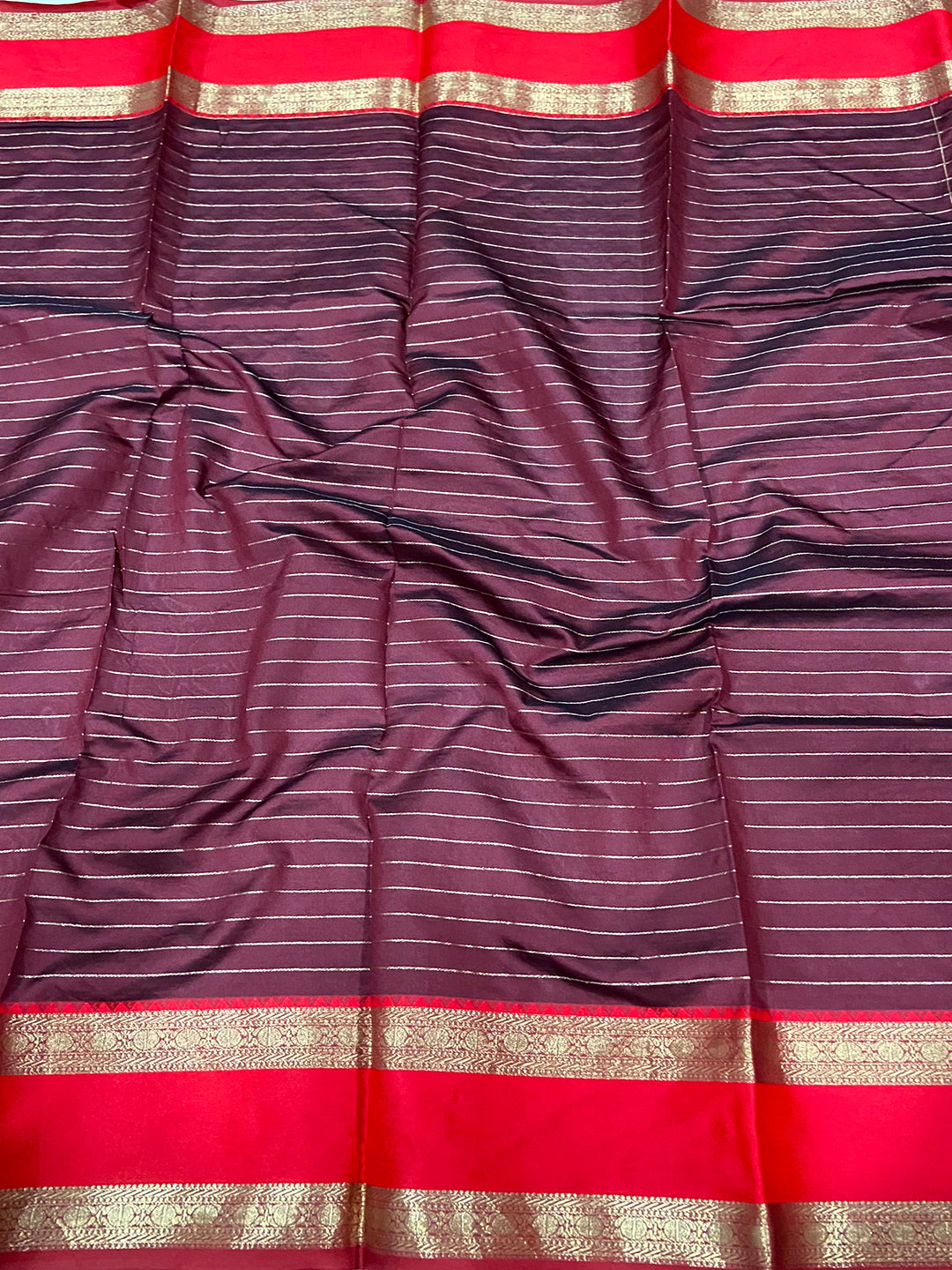 Brown Silk Woven Kanchi Banarasi Saree by My Store