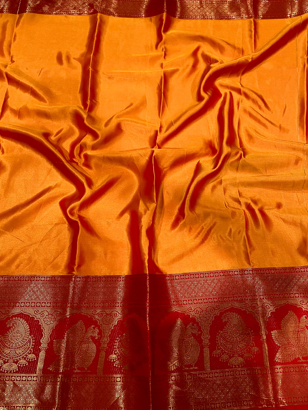 Yellow Charry Satin Floral Saree