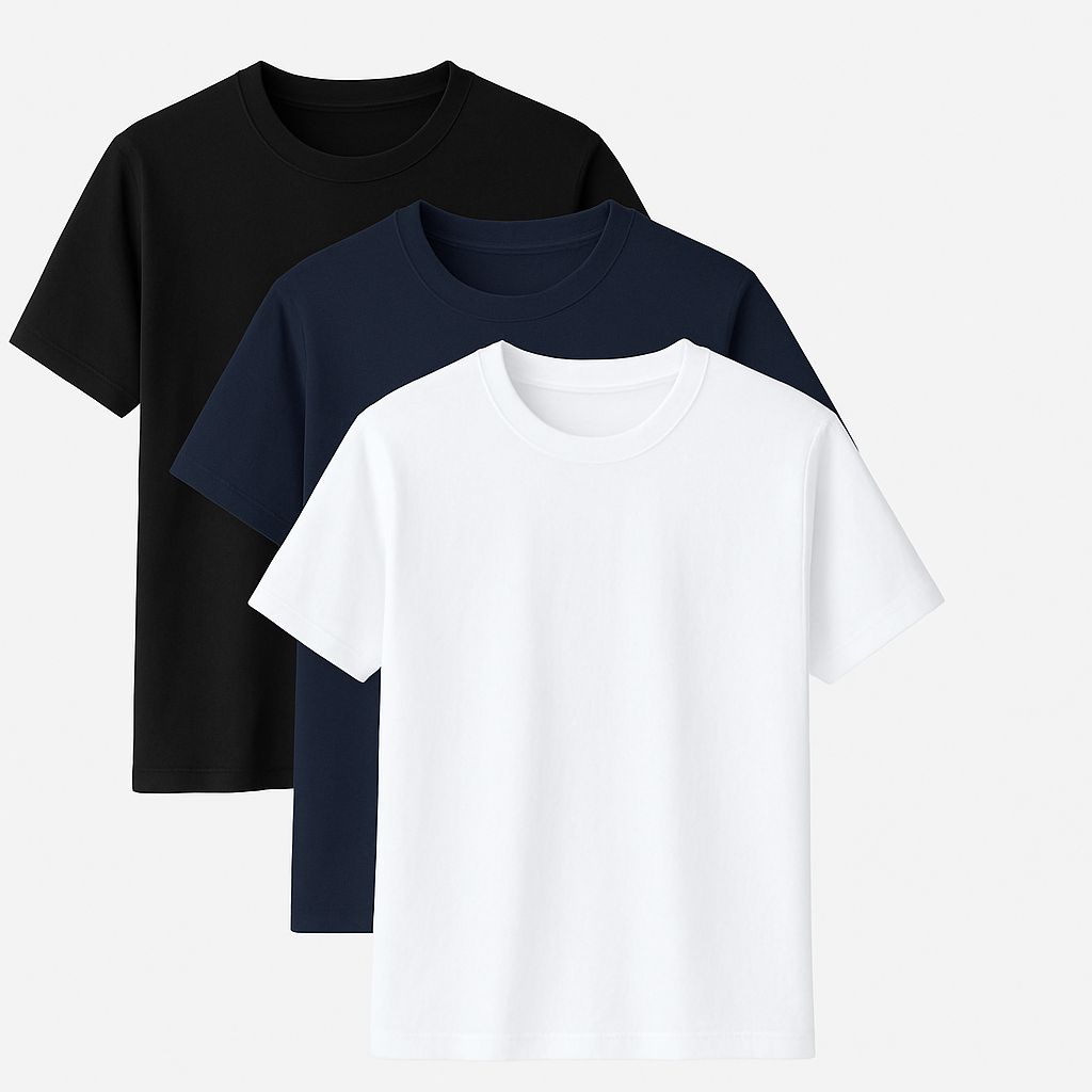 Navy, White & Black 3 Pack Short Sleeve T-Shirts