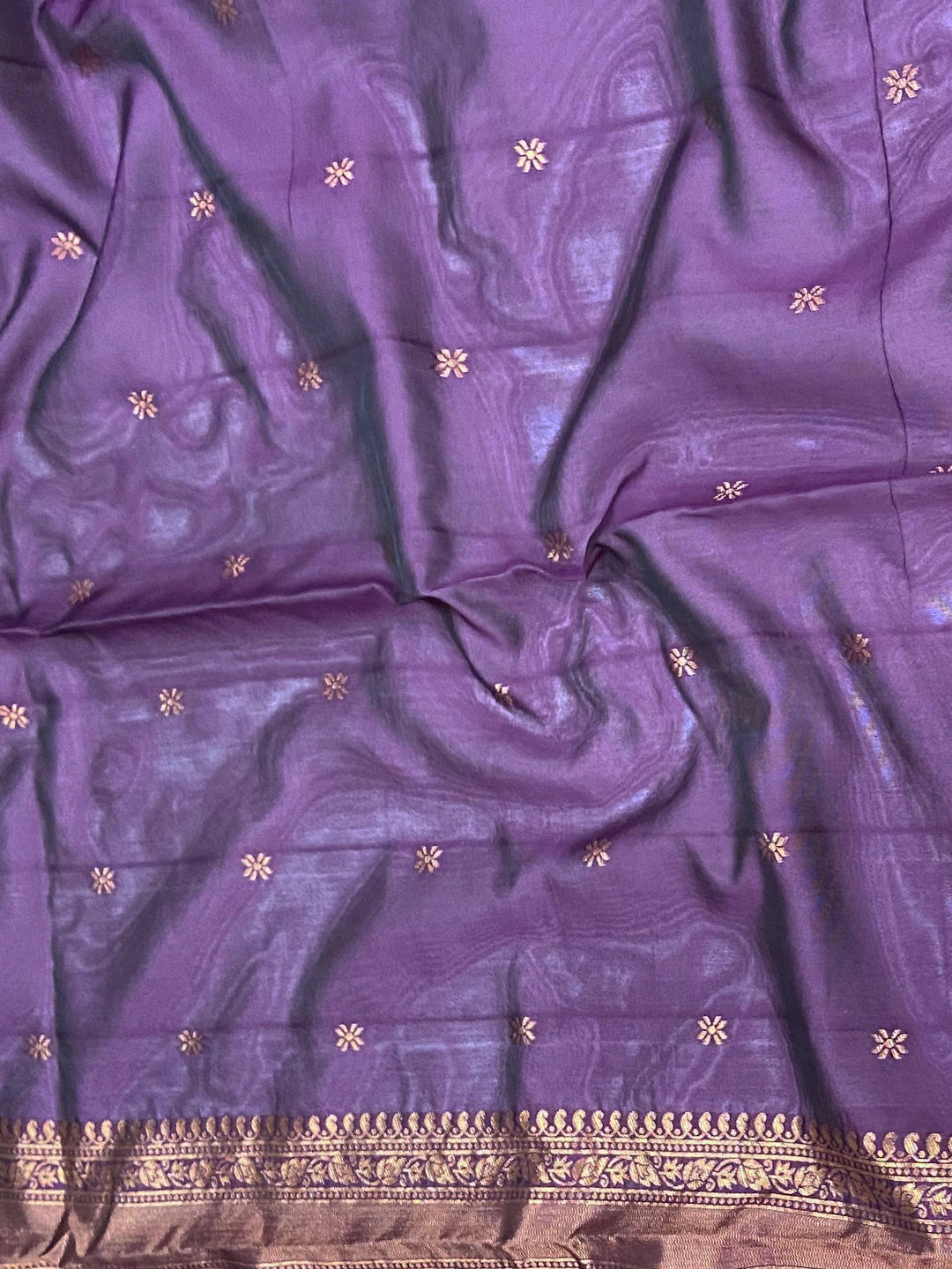 Dark Magenta Banarasi Silk Zari Butta Saree by My Store