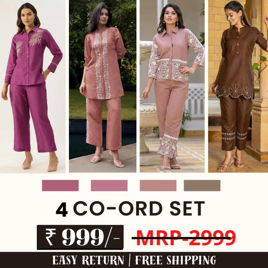 Stylish & Versatile 4 Co-ord Set Combo for Women | COMBO - 10 by My Store