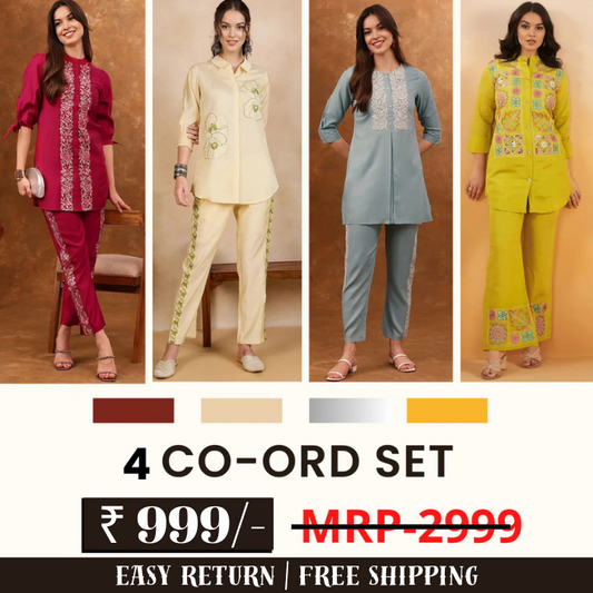 Stylish & Versatile 4 Co-ord Set Combo for Women | COMBO - 13 by My Store