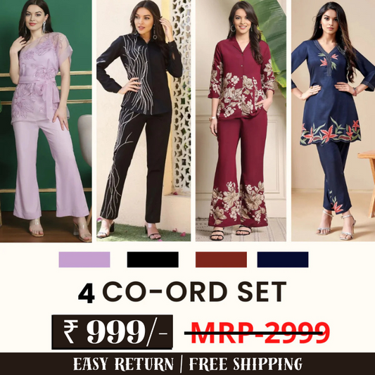 Stylish & Versatile 4 Co-ord Set Combo for Women | COMBO - 15 by My Store