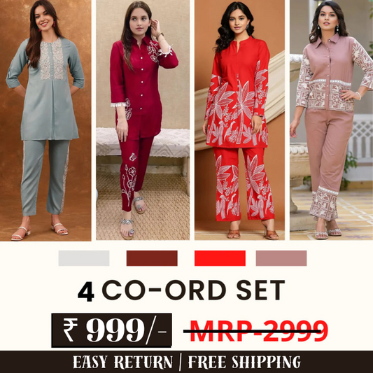 Stylish & Versatile 4 Co-ord Set Combo for Women | COMBO - 16 by My Store