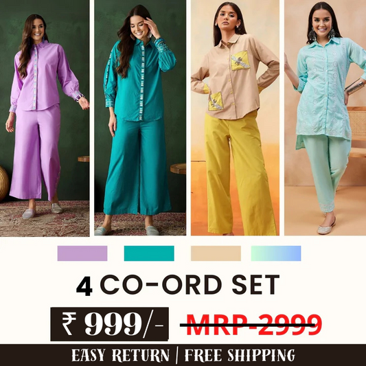 Stylish & Versatile 4 Co-ord Set Combo for Women | COMBO - 26 by My Store